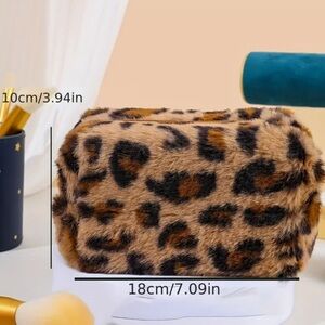 Brown Leopard print makeup bag